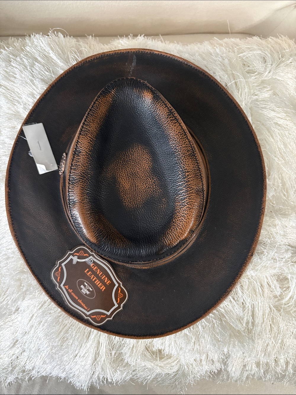 Bullhide Genuine Leather Western Hat - Distressed Brown/Black